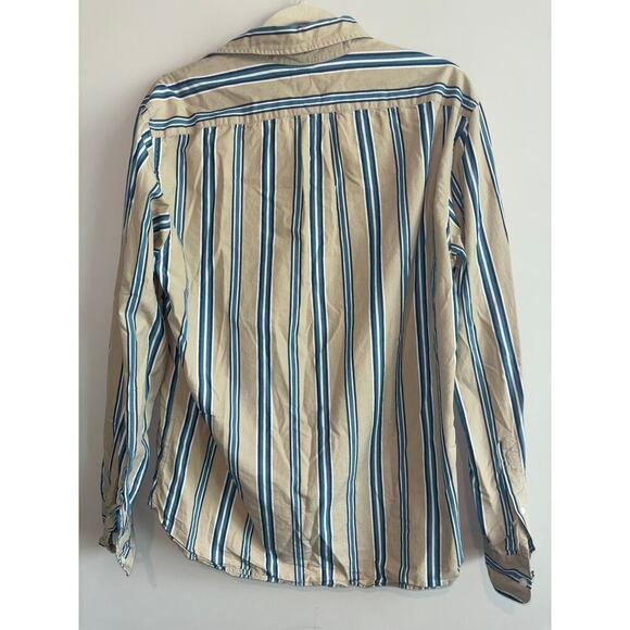 J.Crew Classic Long Sleeve Striped Button Down Shirt Size Medium Tan - Picture 4 of 4